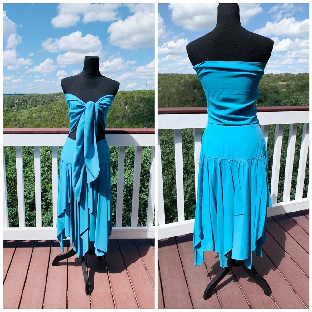 Vintage Rare Blue 2‎ Piece Skirt Set